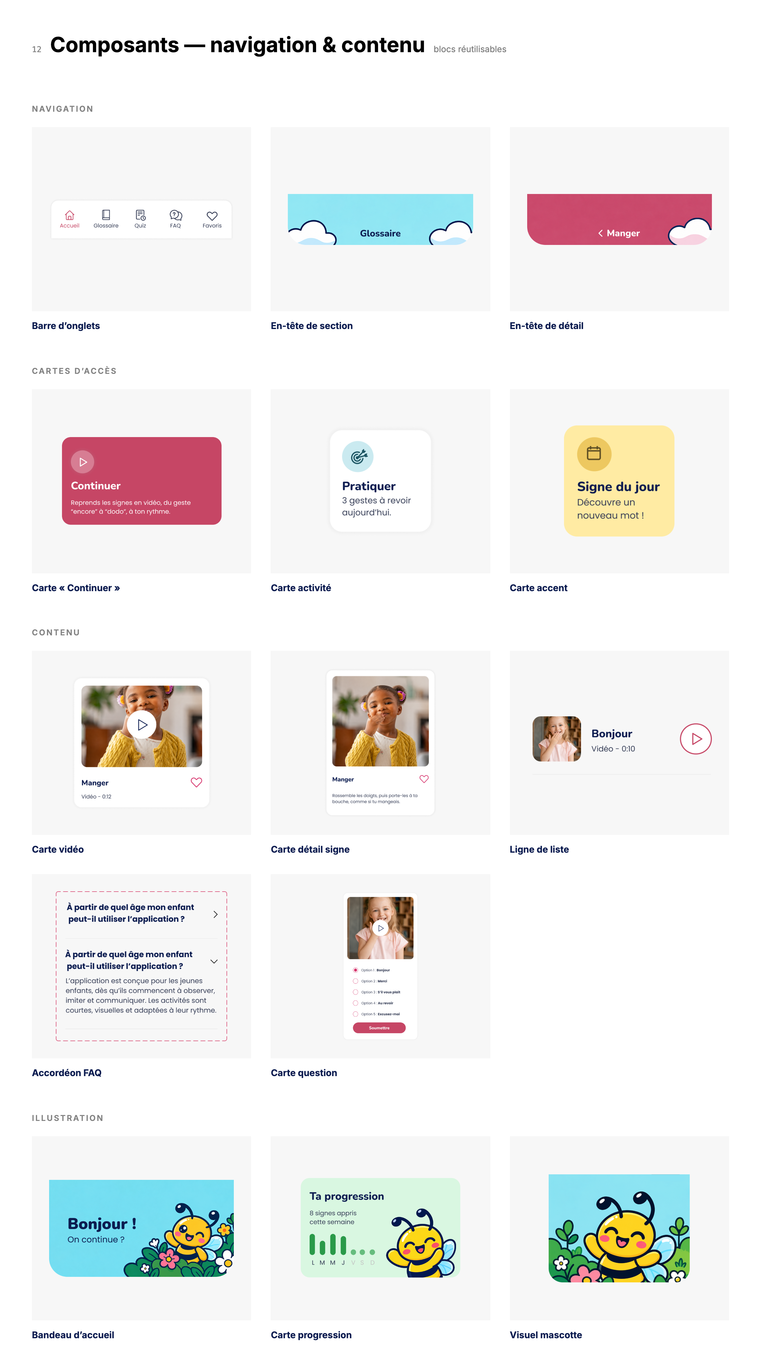 Les Bambinets — composants navigation et contenu