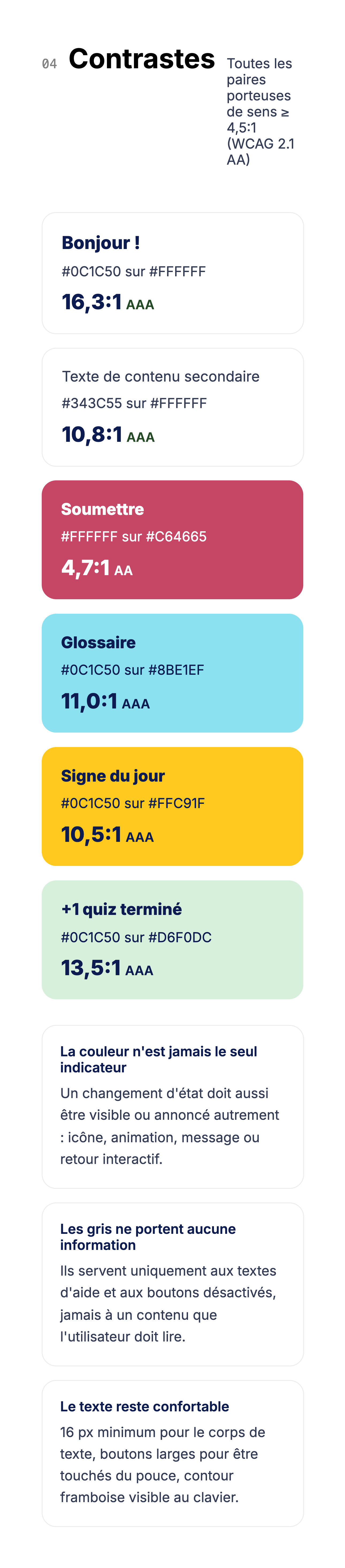 Les Bambinets — contrastes WCAG 2.1 AA
