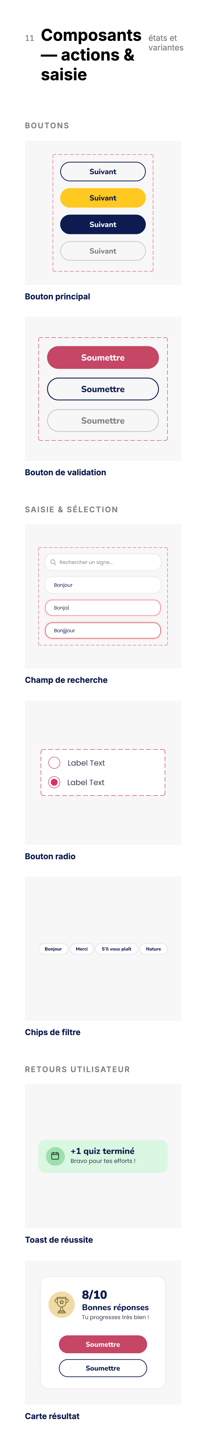 Les Bambinets — composants actions et saisie
