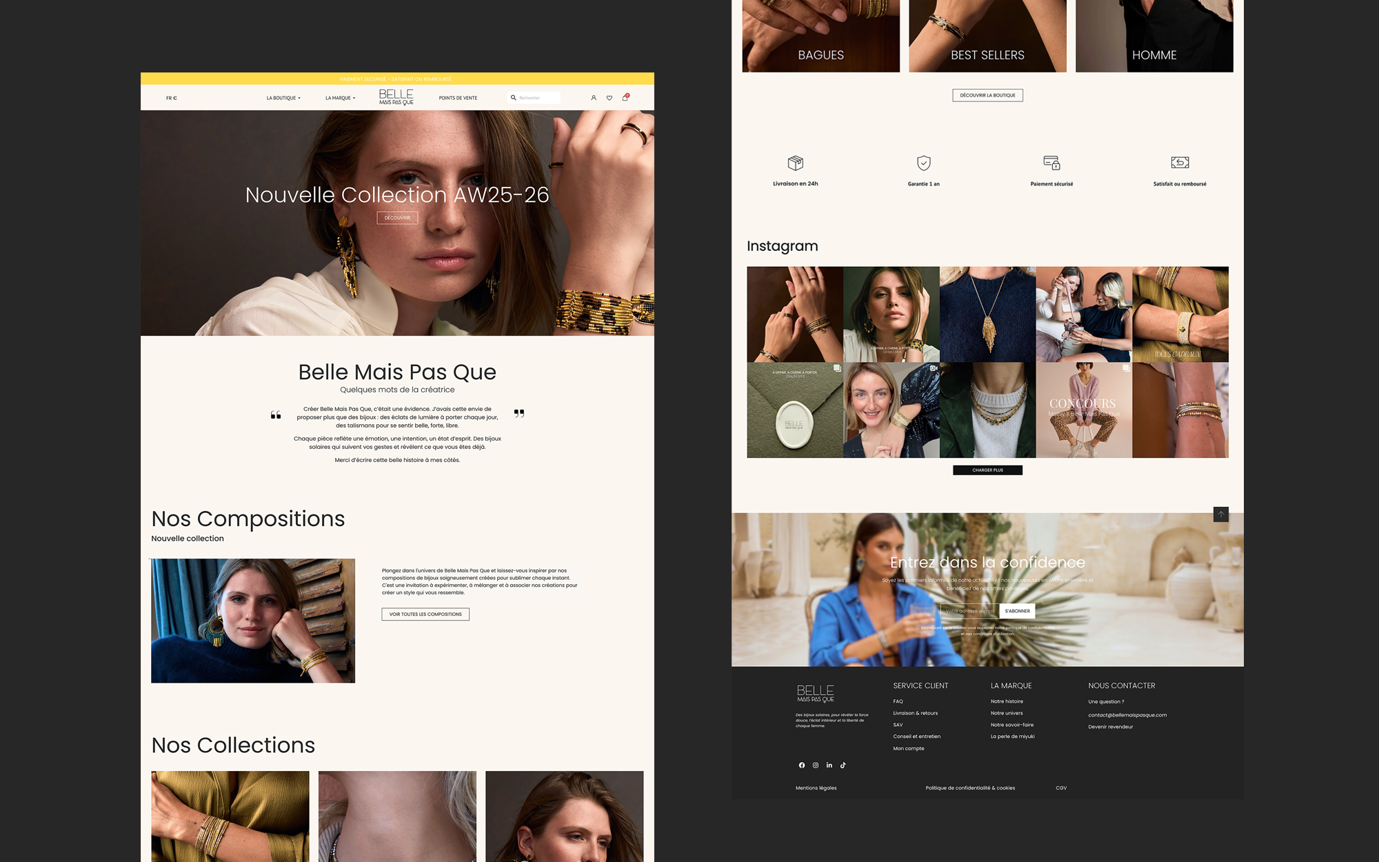Site e-commerce Belle Mais Pas Que — page d'accueil