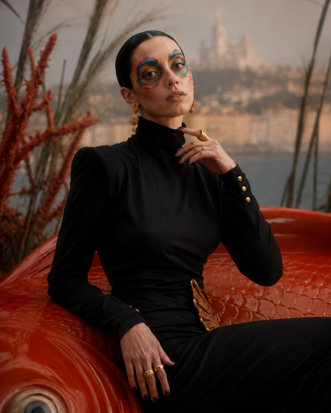 Campagne mode IA — portrait éditorial glamour à Marseille