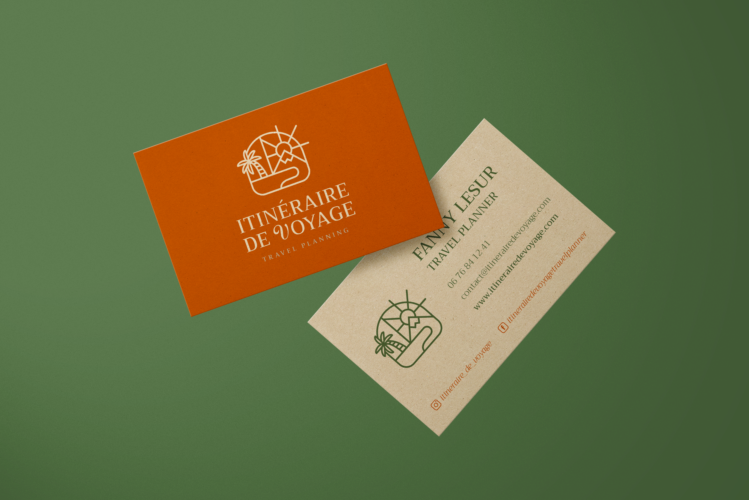 Mockup des cartes de visite Itinéraire de Voyage