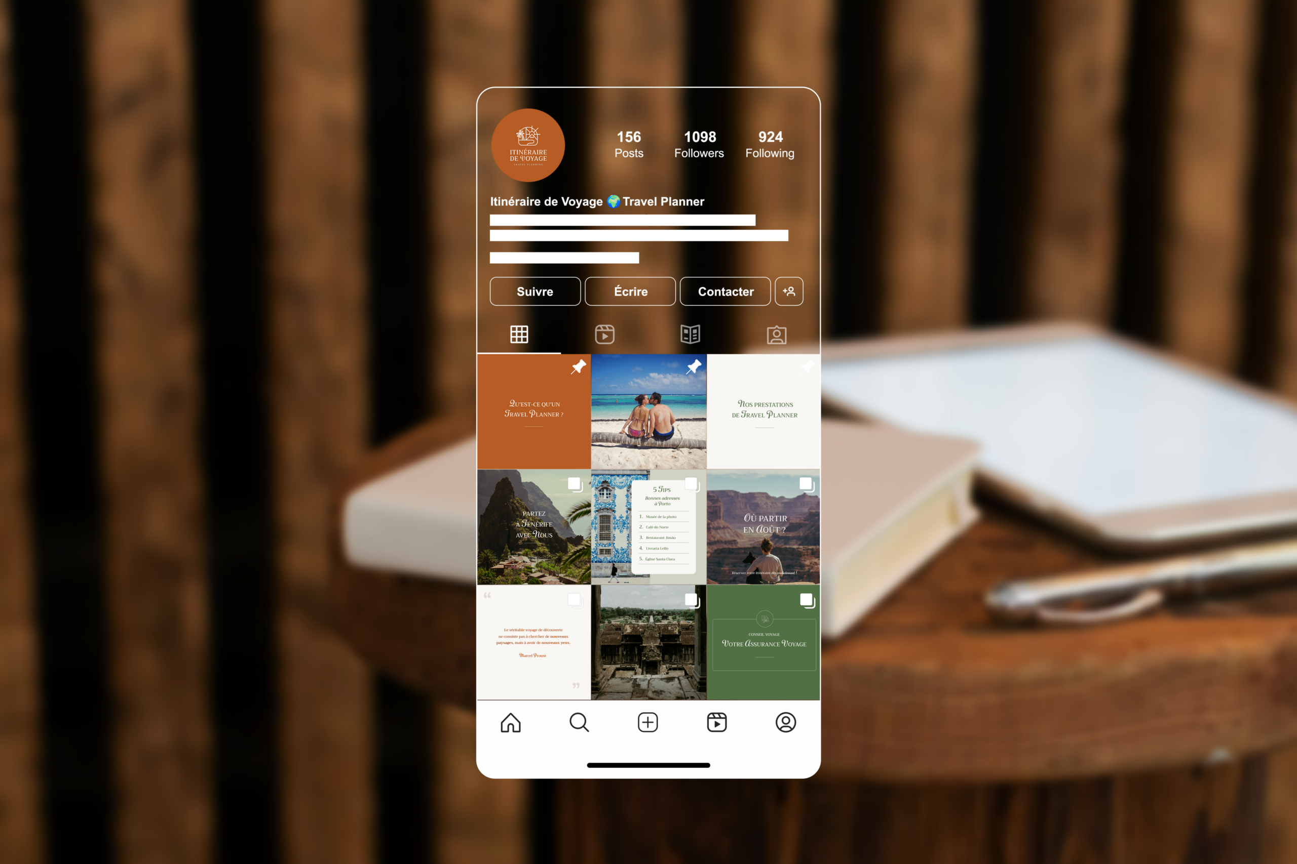 Feed Instagram Itinéraire de Voyage
