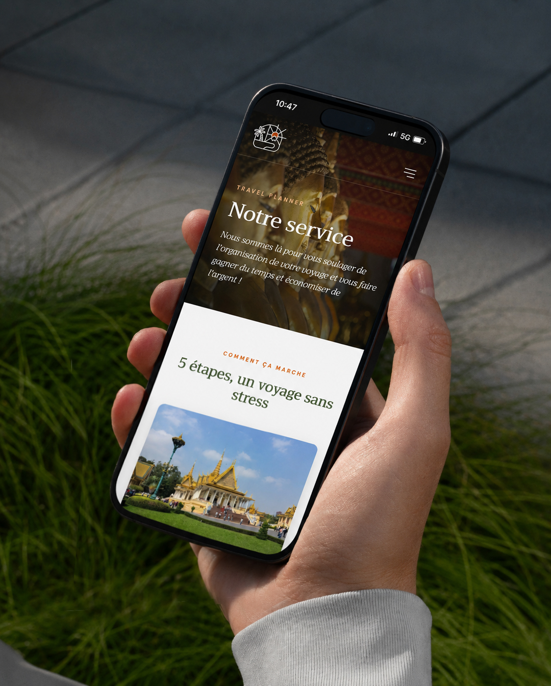 Site web Itinéraire de Voyage sur mobile