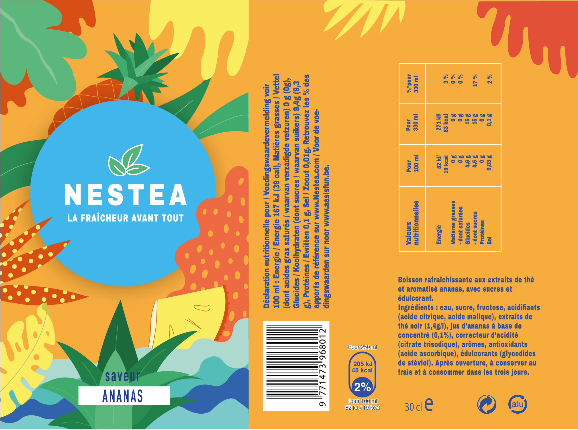 Étiquette Nestea — saveur ananas