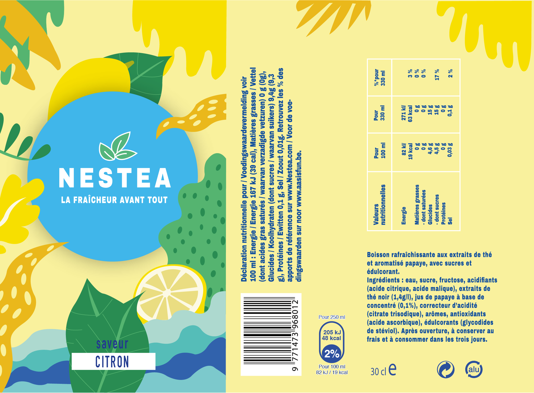 Étiquette Nestea — saveur citron