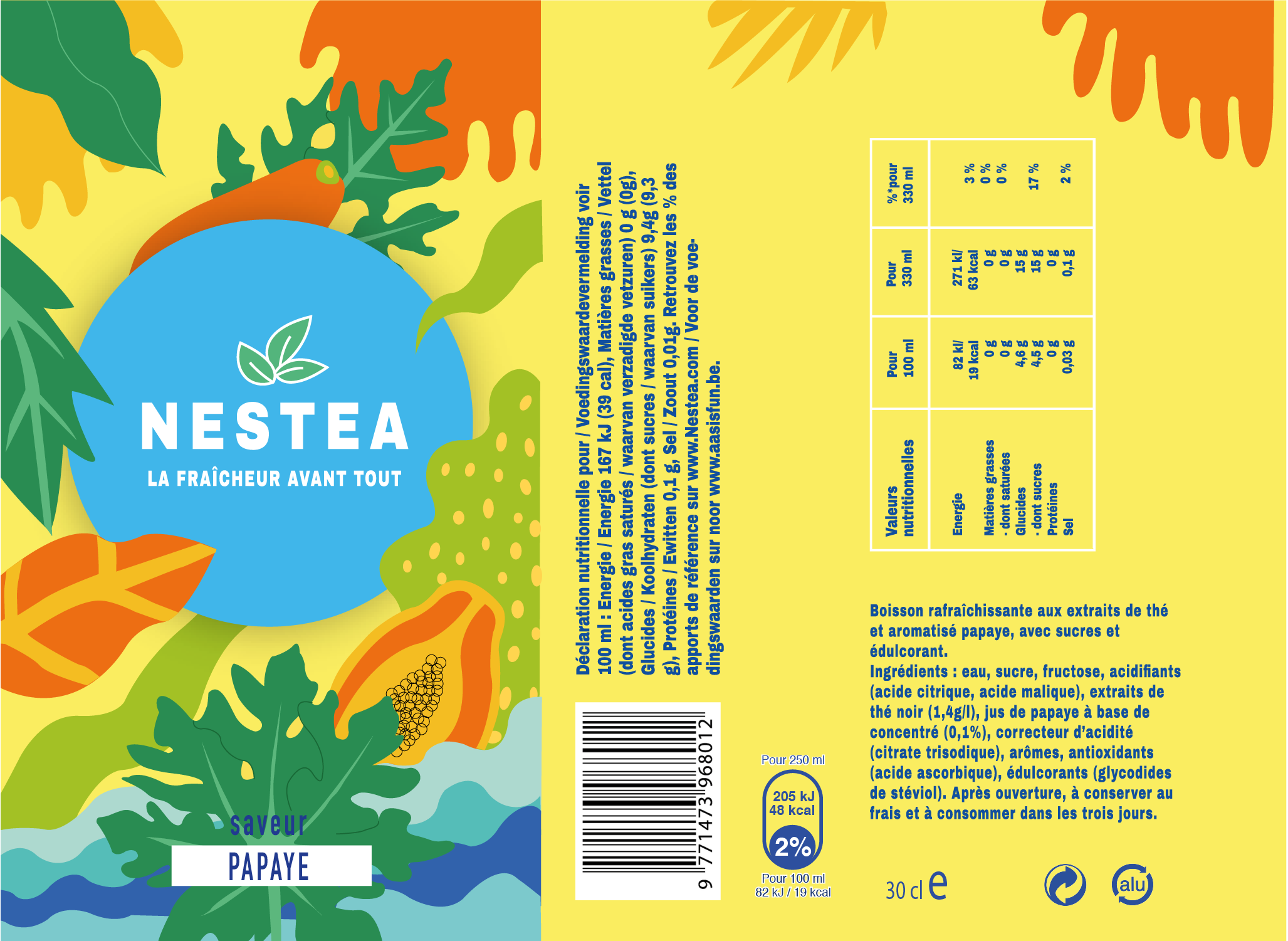 Étiquette Nestea — saveur papaye