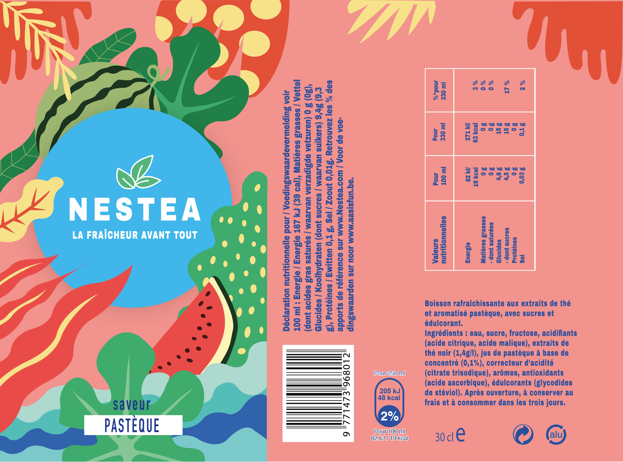 Étiquette Nestea — saveur pastèque