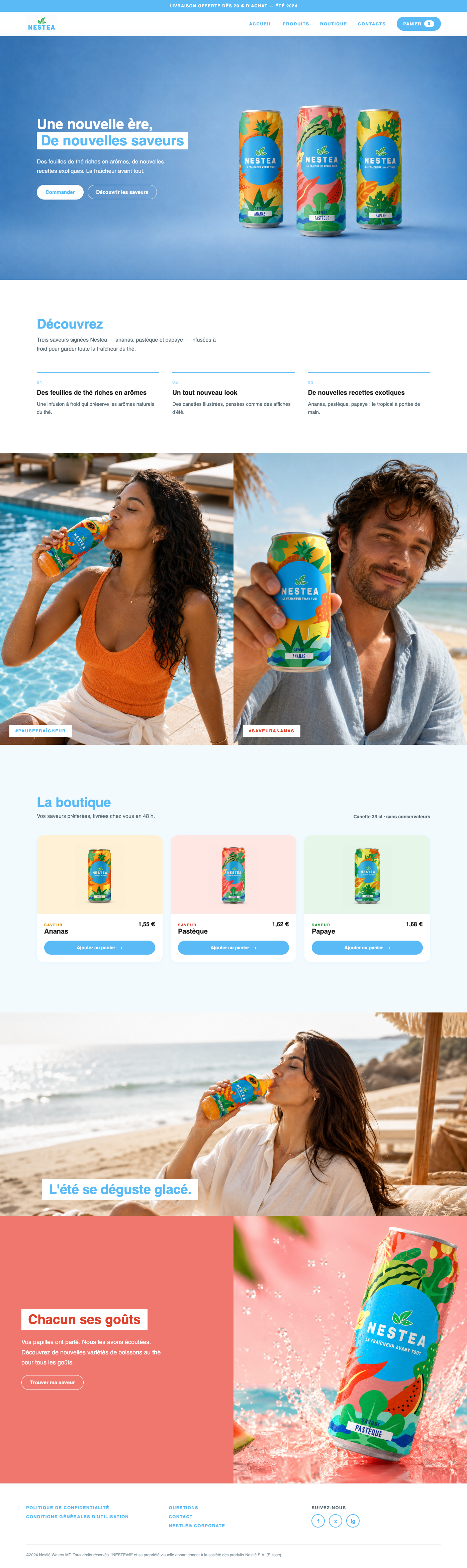 Site web Nestea — page d'accueil
