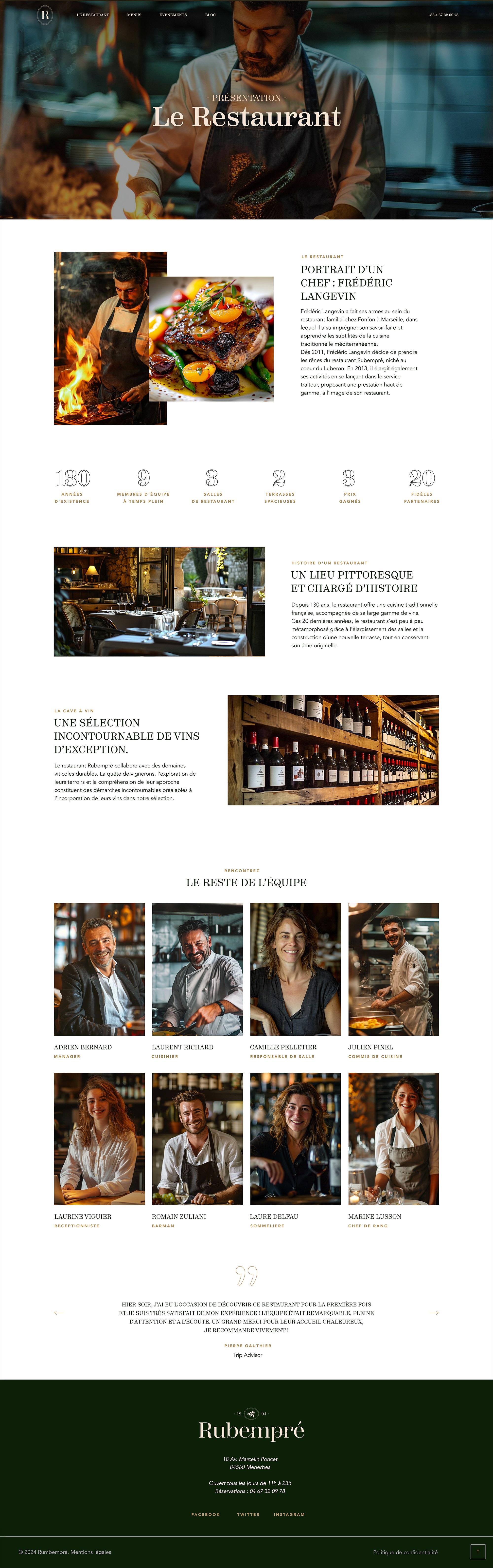 Site web Rubempré — page Le Restaurant