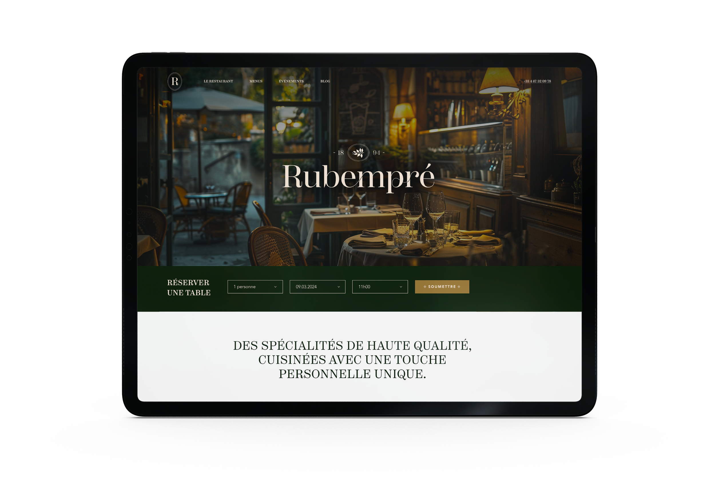 Mockup du site Rubempré sur tablette