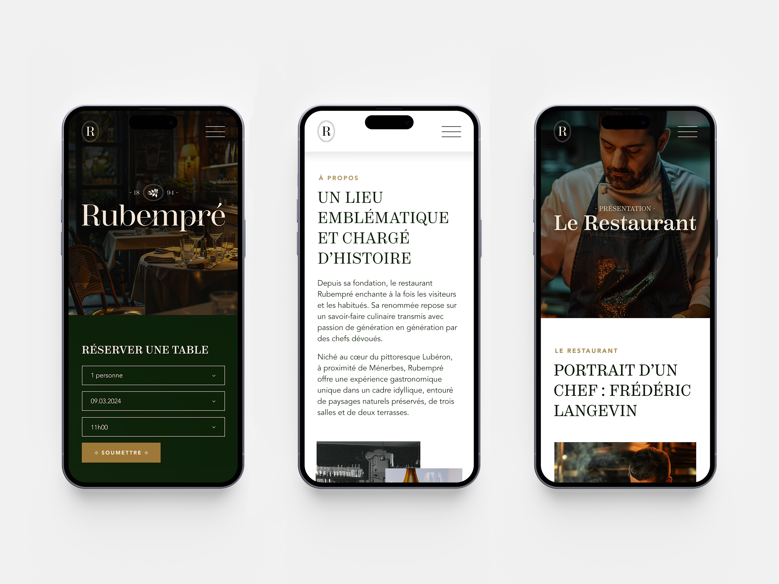 Mockup du site Rubempré sur trois téléphones