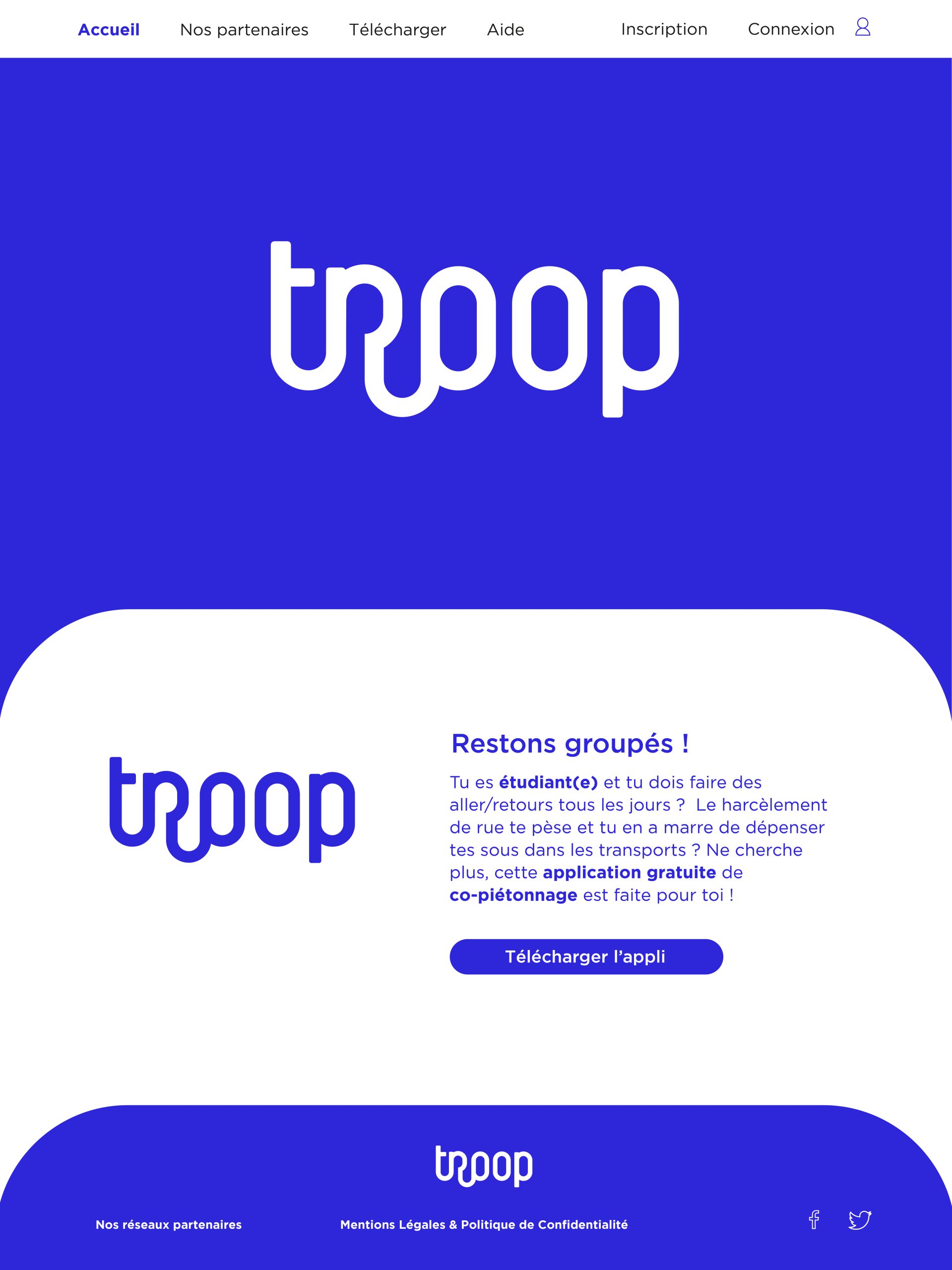Site web Troop — page d'accueil